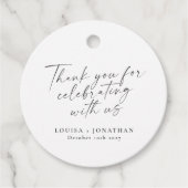 Elegant Black White Trendy Script Custom Dank je Bedankjes Labels (Voorkant)