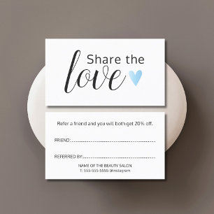 Elegant Black White Turquoise Heart Beauty Salon Aanbevelingskaartje