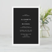 Elegant Black & White Typography Wedding Invitatio Kaart (Staand voorkant)