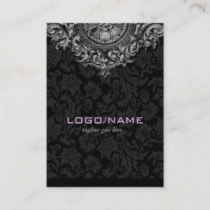 Elegant Black & White Vintage Floral Ornament Visitekaartje
