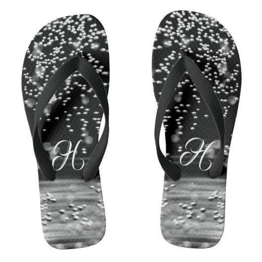 Elegant Black White Water Bubbles Teenslippers (Voetbed)