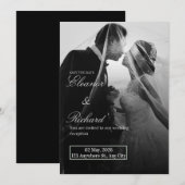 Elegant Black & White Wedding Invitation (Devant / Derrière)