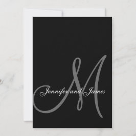 Elegant Black White Wedding Invitation Initiaal Kaart