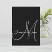 Elegant Black White Wedding Invitation Initiaal Kaart (Staand voorkant)