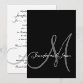 Elegant Black White Wedding Invitation Initiaal Kaart (Voorkant / Achterkant)
