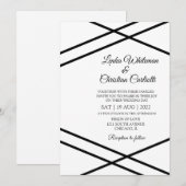 Elegant Black White Wedding Invitation Kaart (Voorkant / Achterkant)