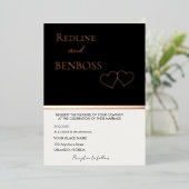 Elegant Black & white Wedding Invitation Rose Gold (Debout devant)