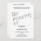 Elegant Black White Wedding Kaart (Voorkant / Achterkant)