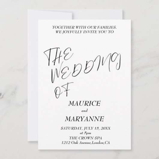 Elegant Black White Wedding Kaart (Voorkant)