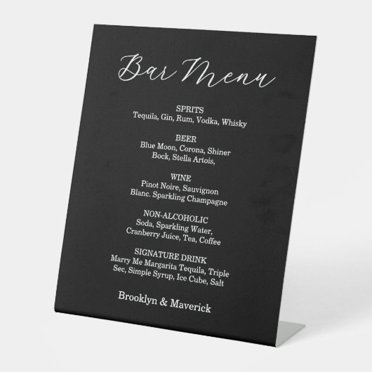 Elegant Black & White Wedding Pedestal Sign Reclamebord Met Voetstuk (Voorkant)