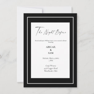 Elegant Black & White Wedding Rehearsal Kaart