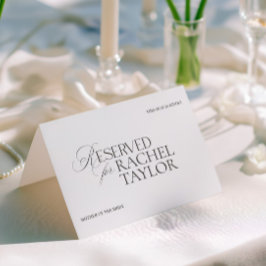 Elegant Black & White Wedding Reserved Place Card Kaart