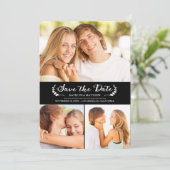 Elegant Black/White Wedding Save the Date Card (Staand voorkant)