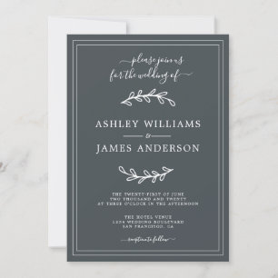 Elegant Black White Wedding-uitnodiging Kaart