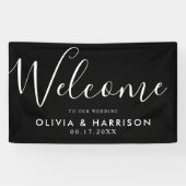 Elegant Black White Wedding Welcome Sign Banner (Horizontaal)