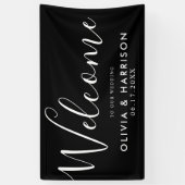 Elegant Black White Wedding Welcome Sign Banner (Verticaal)