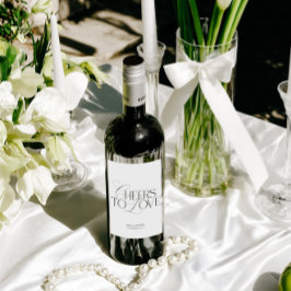 Elegant Black & White Wedding Wine Bottle Label Wijn Etiket