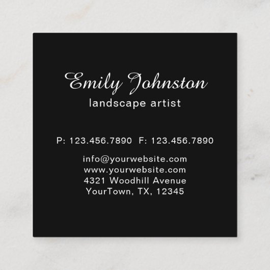 Elegant Black White Weeping Birch Branch Botanical Vierkante Visitekaartje (Achterkant)