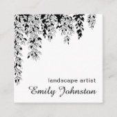 Elegant Black White Weeping Birch Branch Botanical Vierkante Visitekaartje (Voorkant)