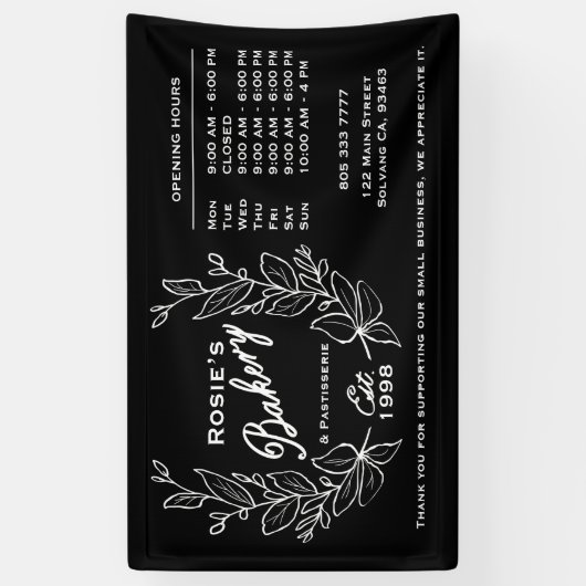 Elegant Black White Wreated Bakery Logo | Urenbon Spandoek (Verticaal)