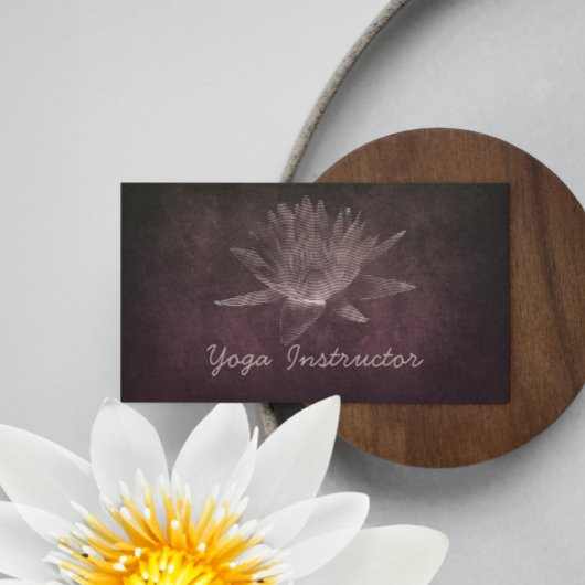 Elegant Black & White YOGA Instructor Floral Lotus Visitekaartje