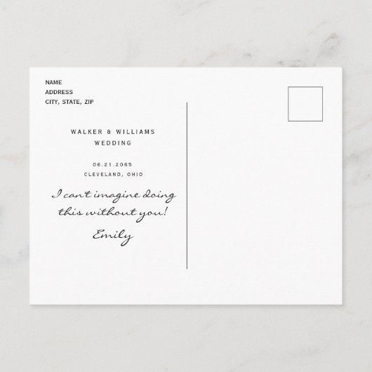 Elegant Black wil dat je mijn Bridesmaid-uitnodigi Uitnodiging Briefkaart (Achterkant)