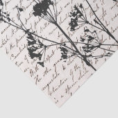 Elegant Black Wildflower Silhouettes Old Script Tissuepapier (Detail)