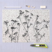 Elegant Black Wildflower Silhouettes Old Script Tissuepapier (Craft)