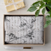 Elegant Black Wildflower Silhouettes Old Script Tissuepapier (Geschenk)