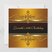 Elegant Black Yellow Gold Jewel 50e verjaardag Kaart (Voorkant)