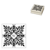 Elegant blad bladeren sneeuwvlok patroon monogram rubberstempel (Gestempeld)