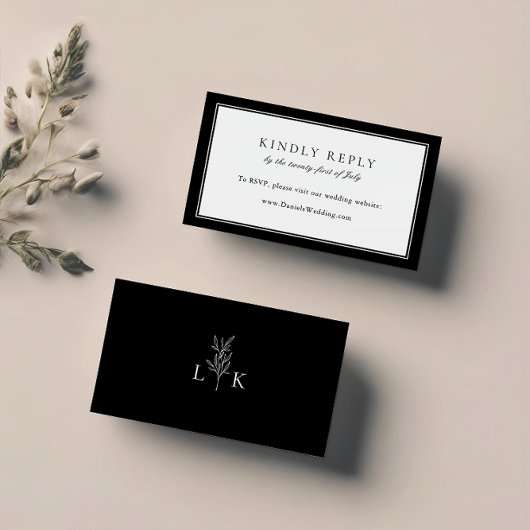 Elegant blad monogram bruiloft website RSVP Informatiekaartje