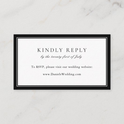 Elegant blad monogram bruiloft website RSVP Informatiekaartje (Voorkant)