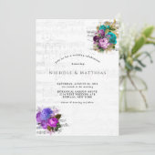 Elegant  blad Music en Floral Wedding Kaart (Staand voorkant)