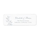 Elegant blad tak blauw script bruiloft adres etiket (Voorkant)