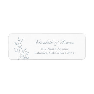 Elegant blad tak blauw script bruiloft adres etiket