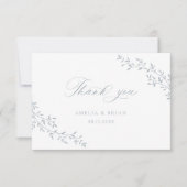 Elegant blad tak botanisch blauw script bruiloft bedankkaart (Voorkant)