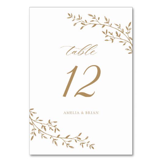 Elegant blad tak botanische gouden bruiloft kaart (Voorkant)