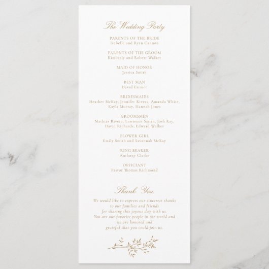 Elegant blad tak kalligrafie bruiloft programma (Achterkant)