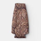 Elegant Bladeren Gesneden Hout Flesjeskoeler (Voorkant)