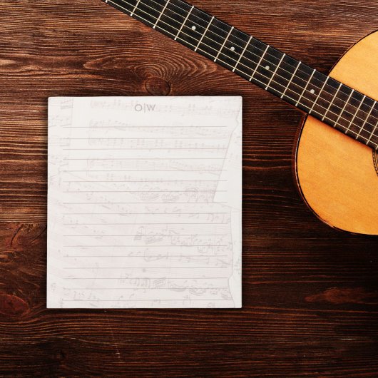 Elegant Bladmuziek Initiaal Monogram bekleed Notitieblok