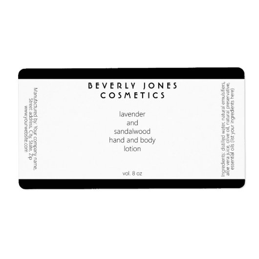 Élégant blanc avec frontière noire Étiquette de co (Devant)