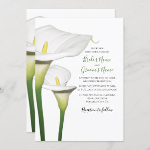 Elégant Blanc Calla Lilies Mariage Invitations