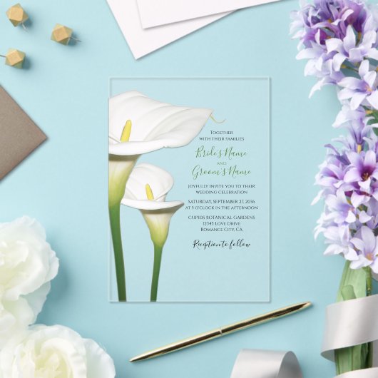 Elégant Blanc Calla Lilies Mariage Invitations (Insitu (Mariage))
