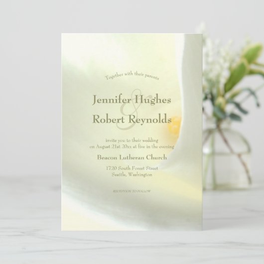 Elégant blanc Calla Lily Faire-part de mariage (Debout devant)