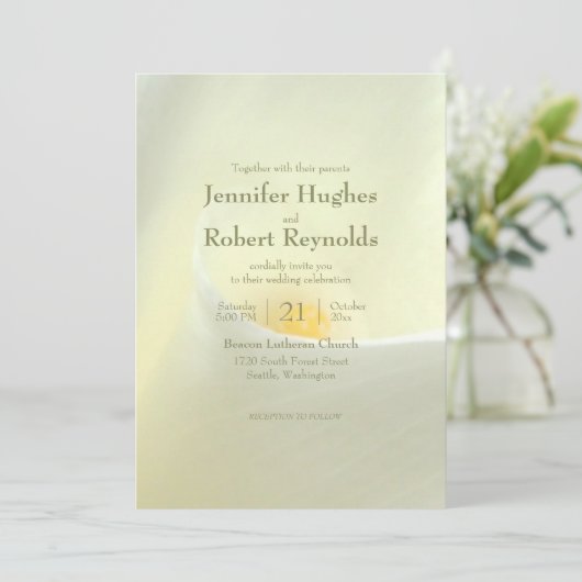 Elégant blanc Calla Lily Faire-part de mariage (Debout devant)