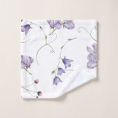 Élégant blanc chic violet floral (Gant de toilette)