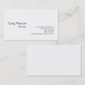 Élégant blanc clair simple Carte de visite Manager (Devant / Derrière)
