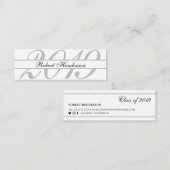 Élégant blanc classique insérer carte nom de gradu (Devant / Derrière)