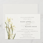 Élégant Blanc Daffodil Couples Invitation douche (Devant / Derrière)